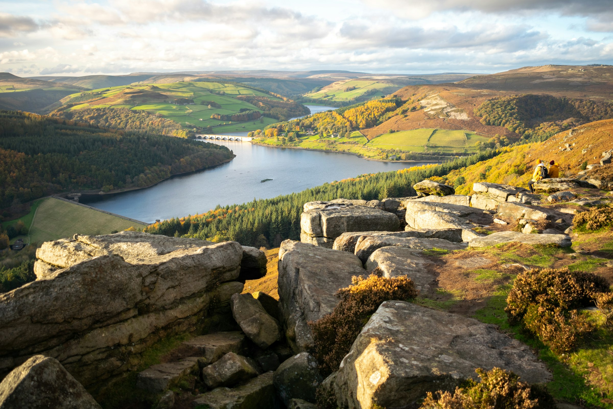 Ladybower Reservoir viewed from Bamford Edge in the Peak District